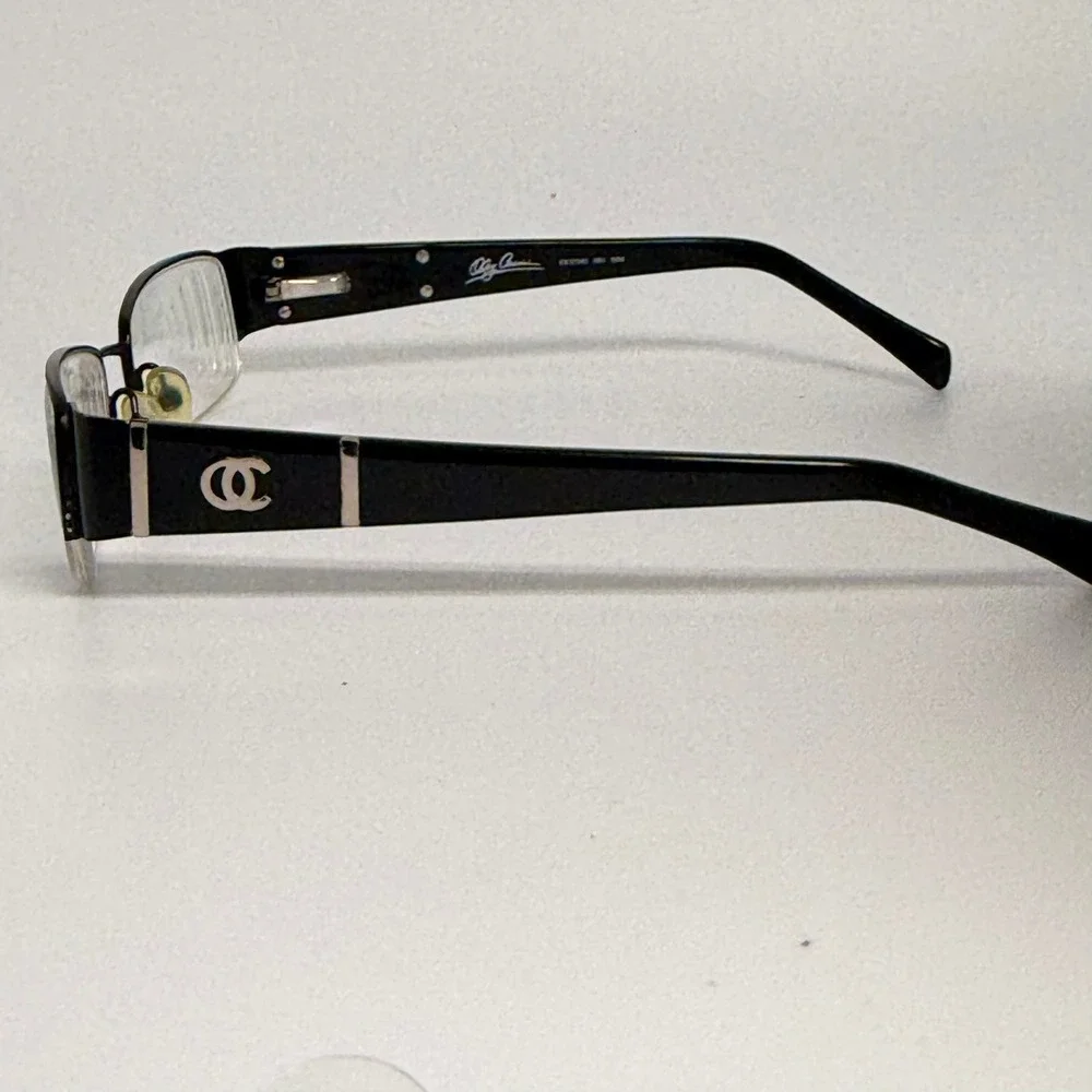 Oleg Cassini OC0545 001 HM Black Rectangular Semi Rimless Designer Frames